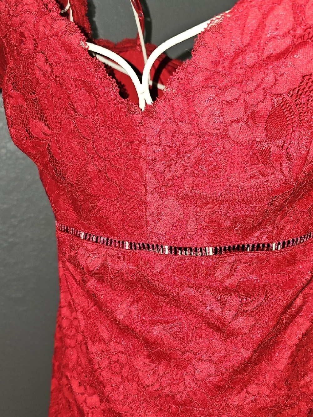 Guess Red Lace-Trim Spaghetti Strap Dress